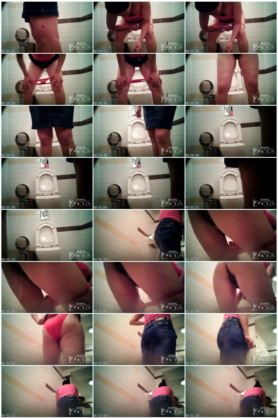 Naked women anal in the toilet