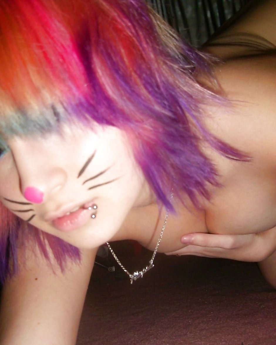 Naked girl with blue hair