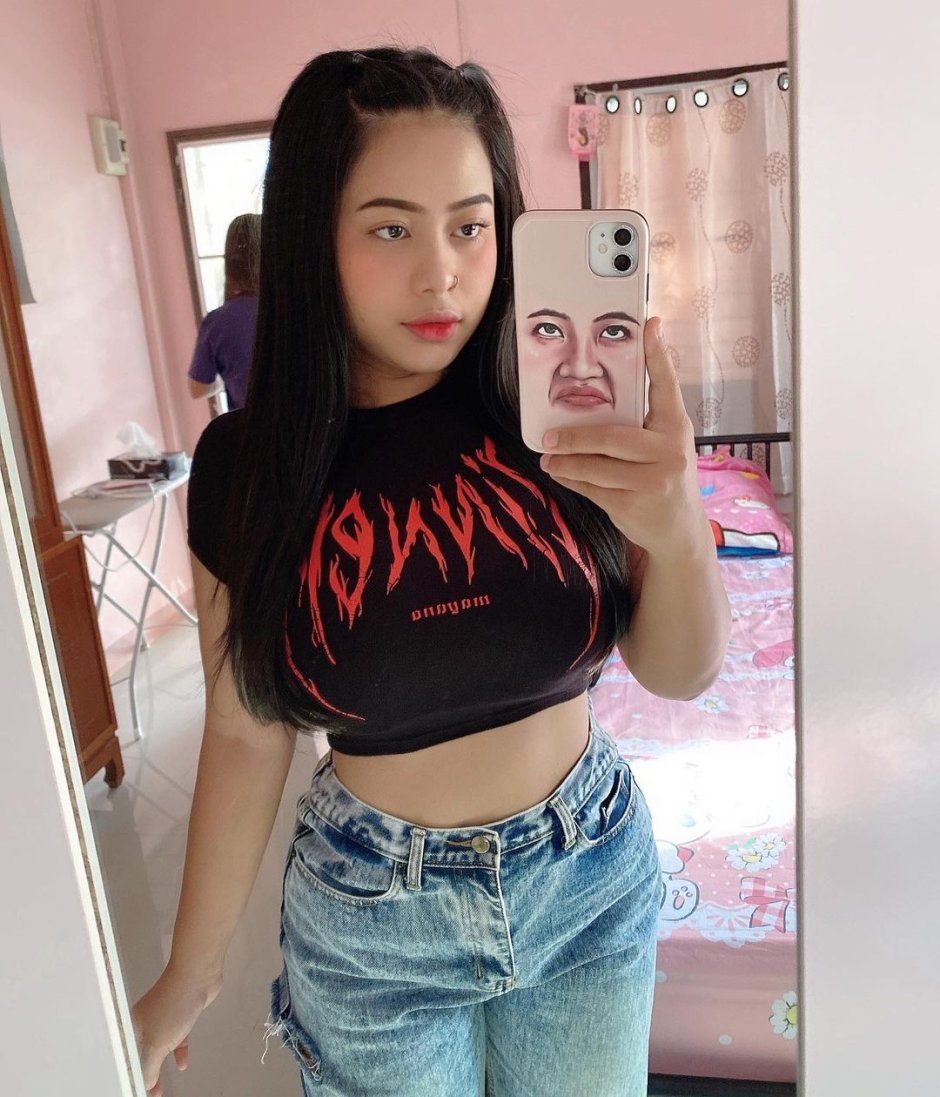 Asian in a transparent bra