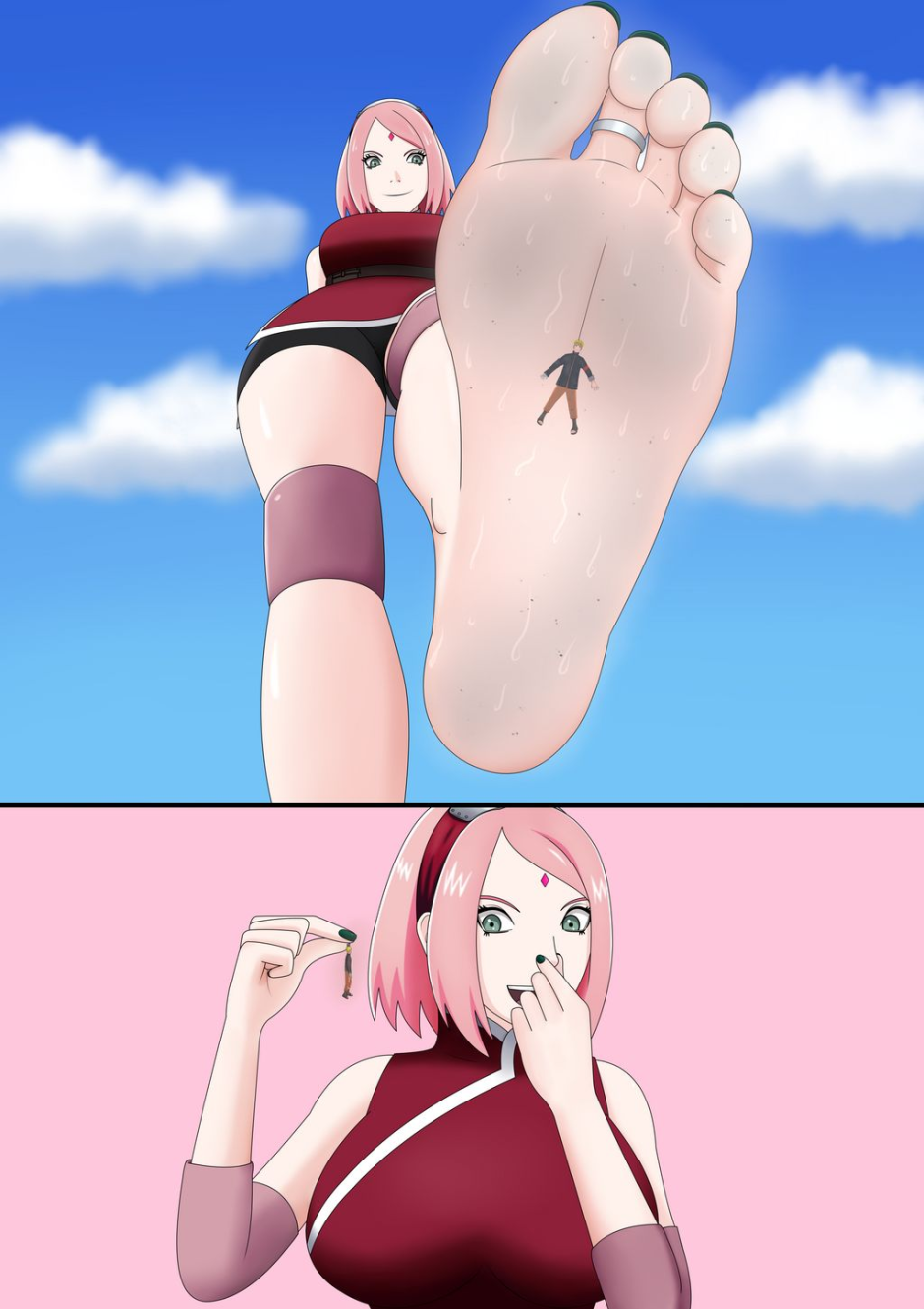 Sakura Haruno Giant and Naruto