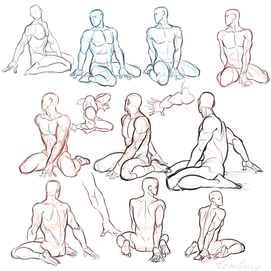 Naked women with raised hands