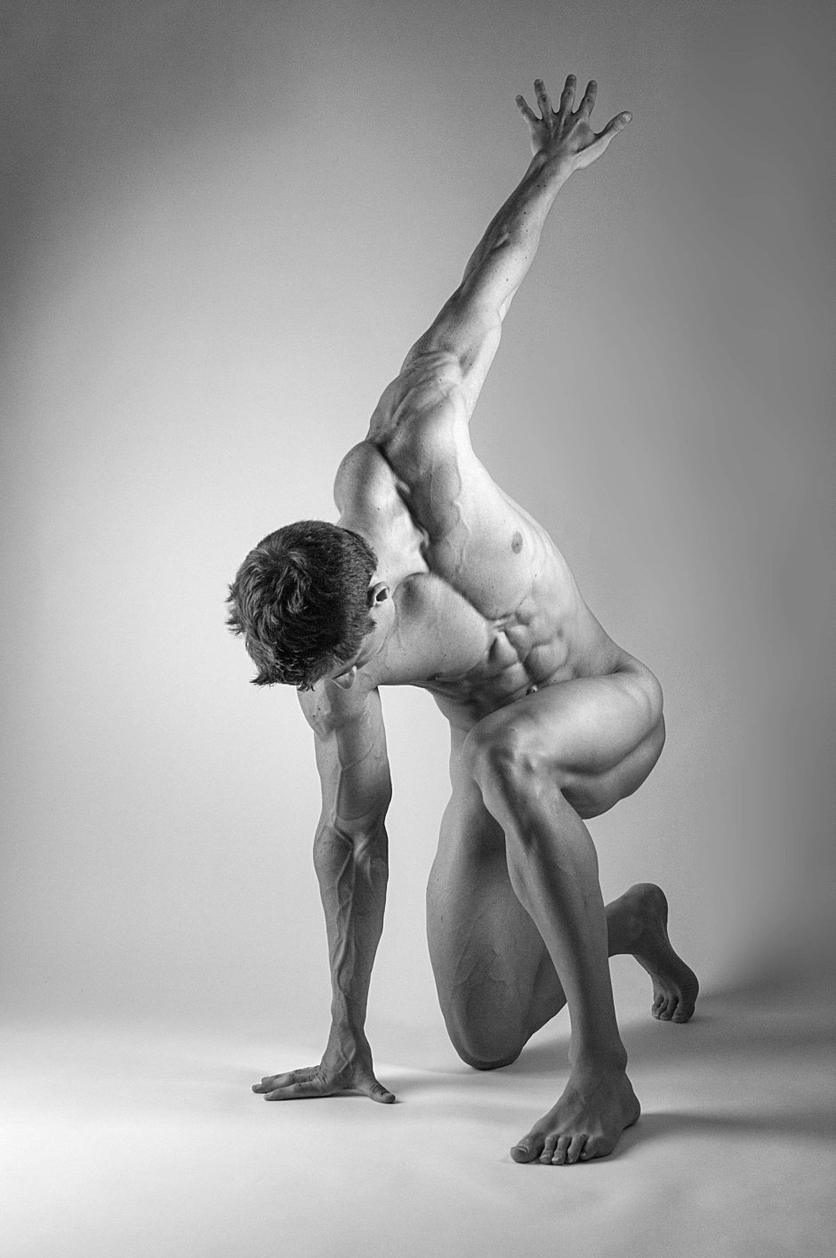 Positioning of naked men
