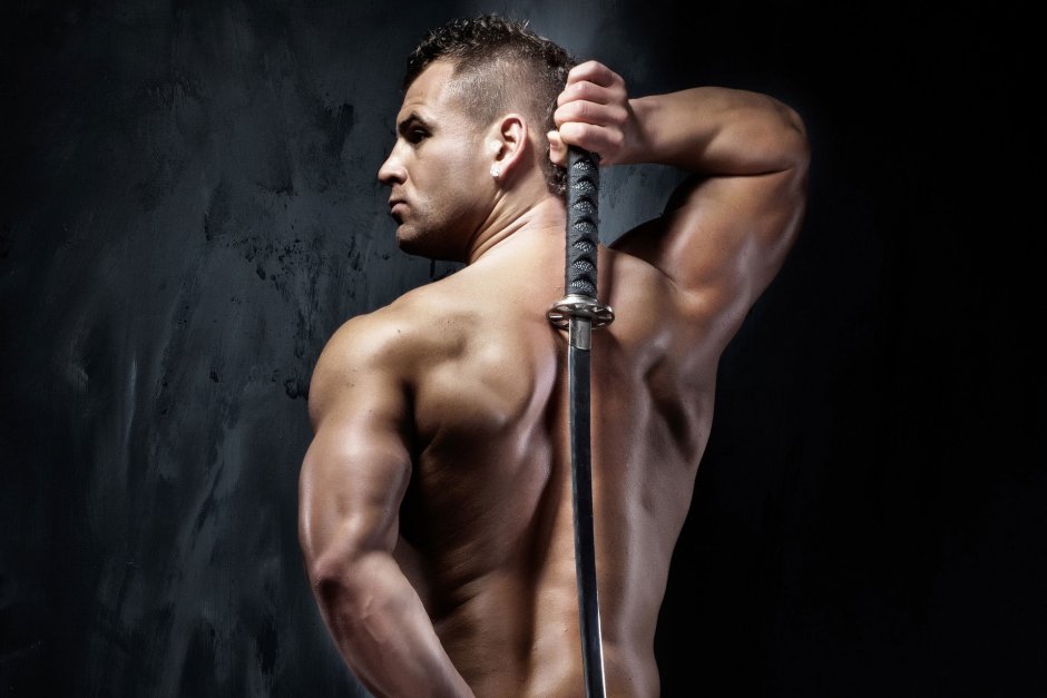 Muscular man with a sword