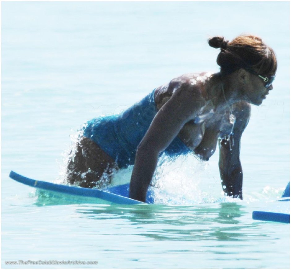 The chest falls out of the swimsuit