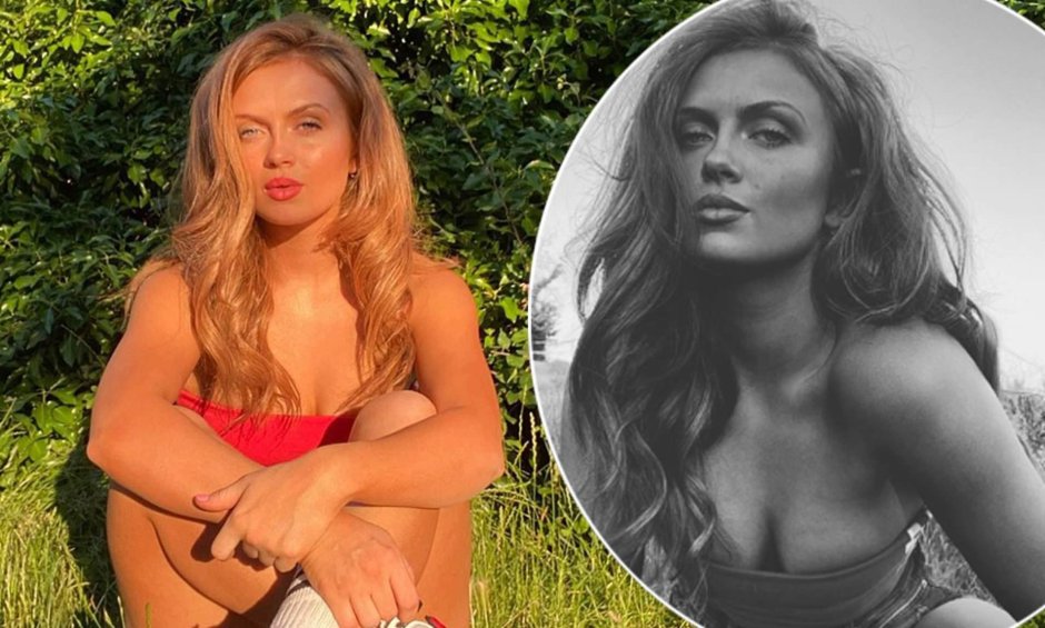 Beautiful girl sunbathes topless