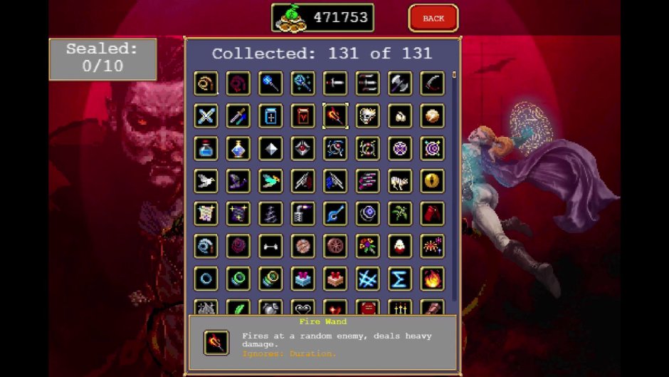 Vampire Survivor menu