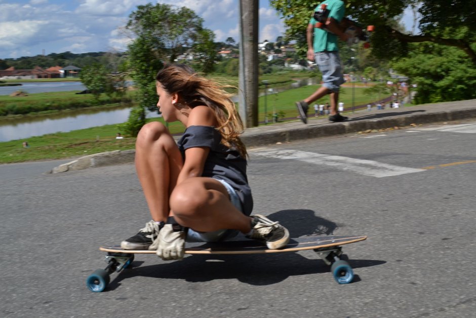 Girl on a longboard