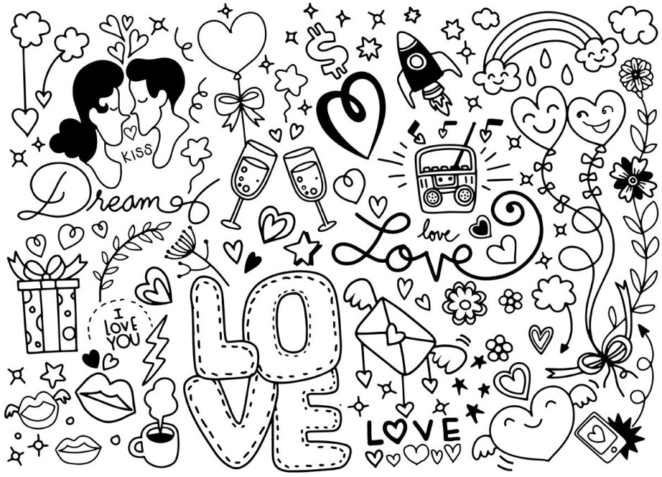 Doodle Love Vector