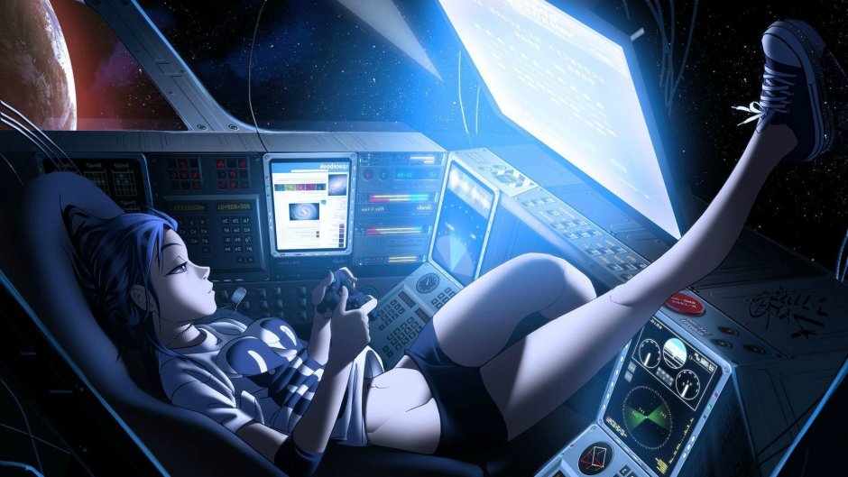 Girl on a spaceship