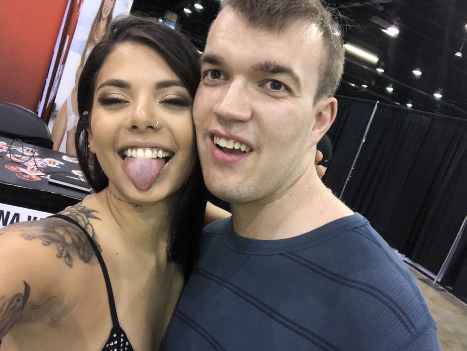 Guys take pictures with a pornstar
