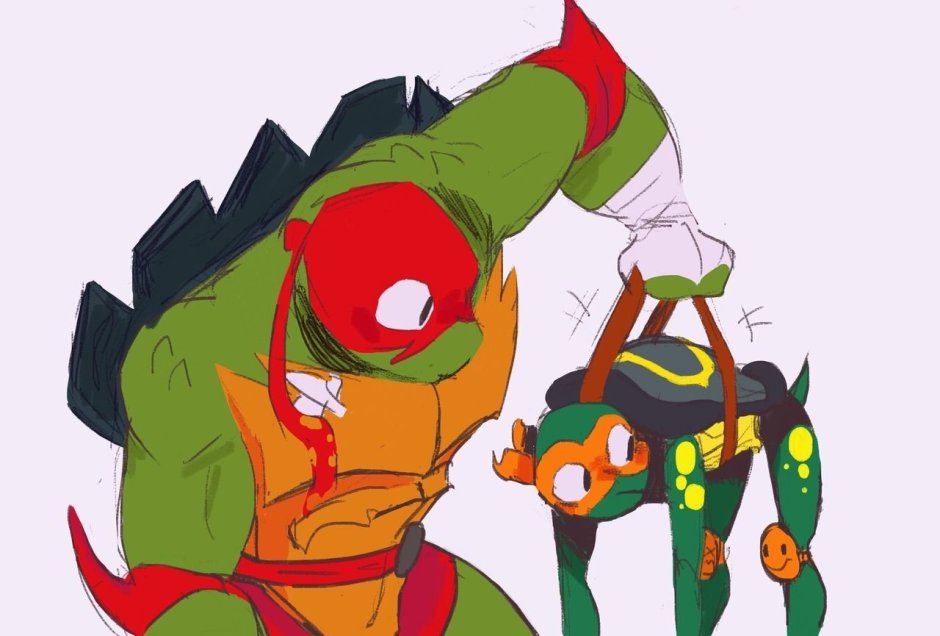 Ninja turtles Michelangelo and April 2014