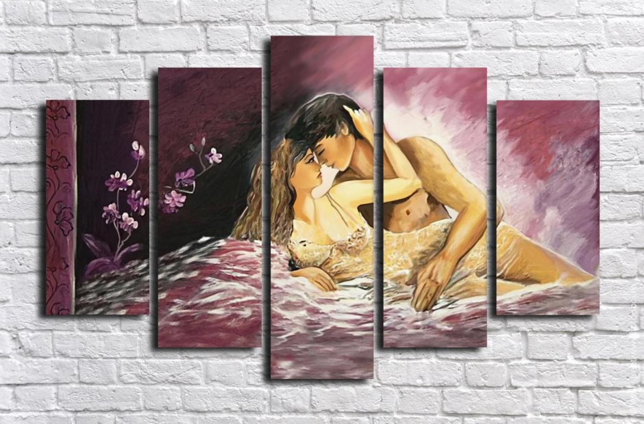 Modular paintings in the style of nude