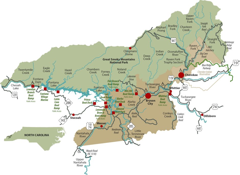 Blue Ridge Mountains on the map