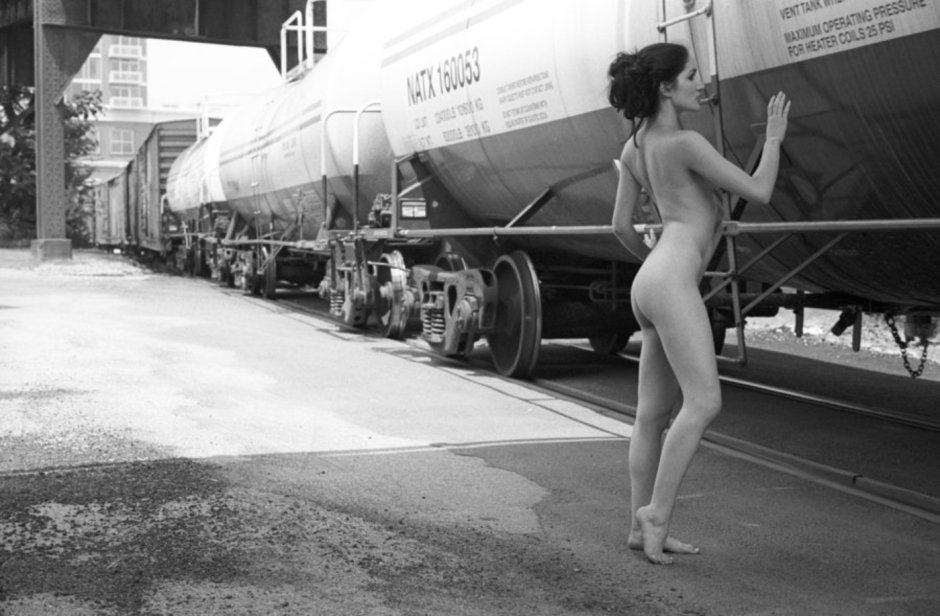 Naked women on the railway
