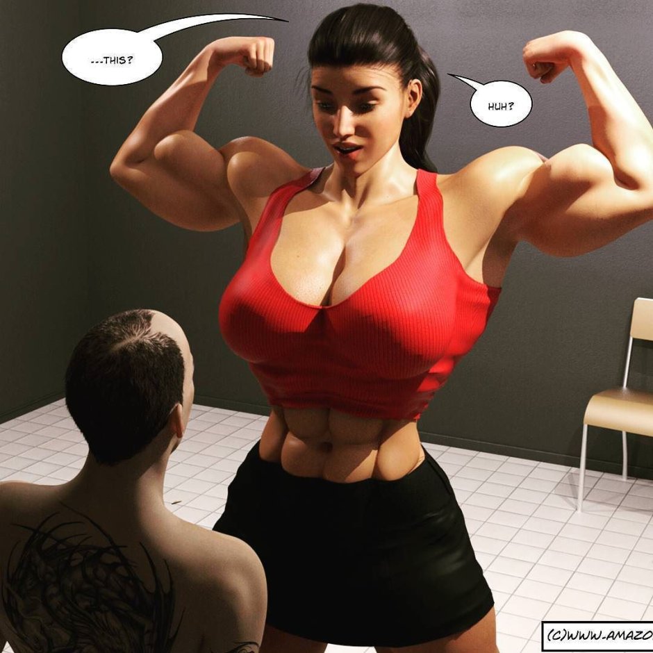 Muscle Amazon with a comic