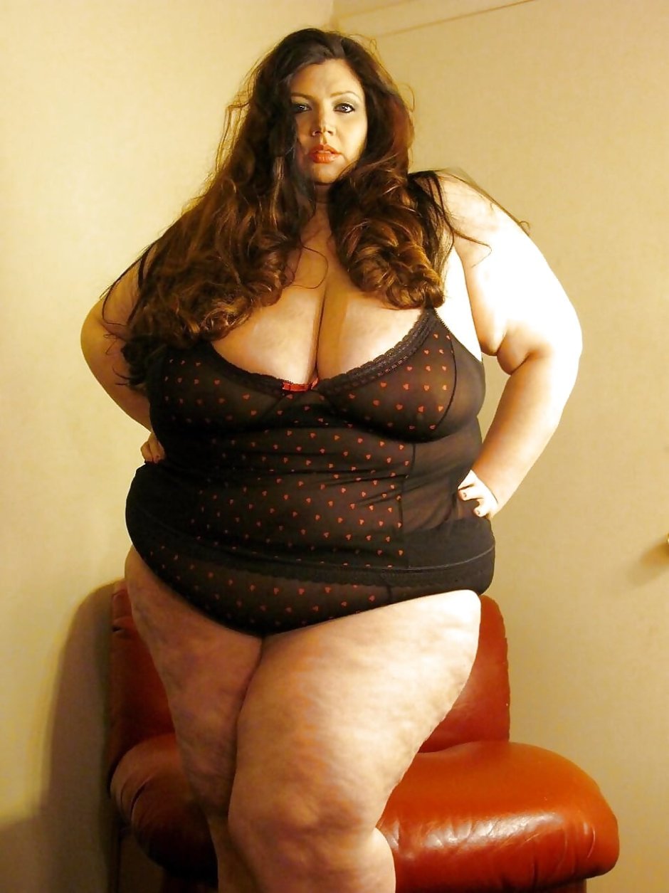 Fat woman in large underpants