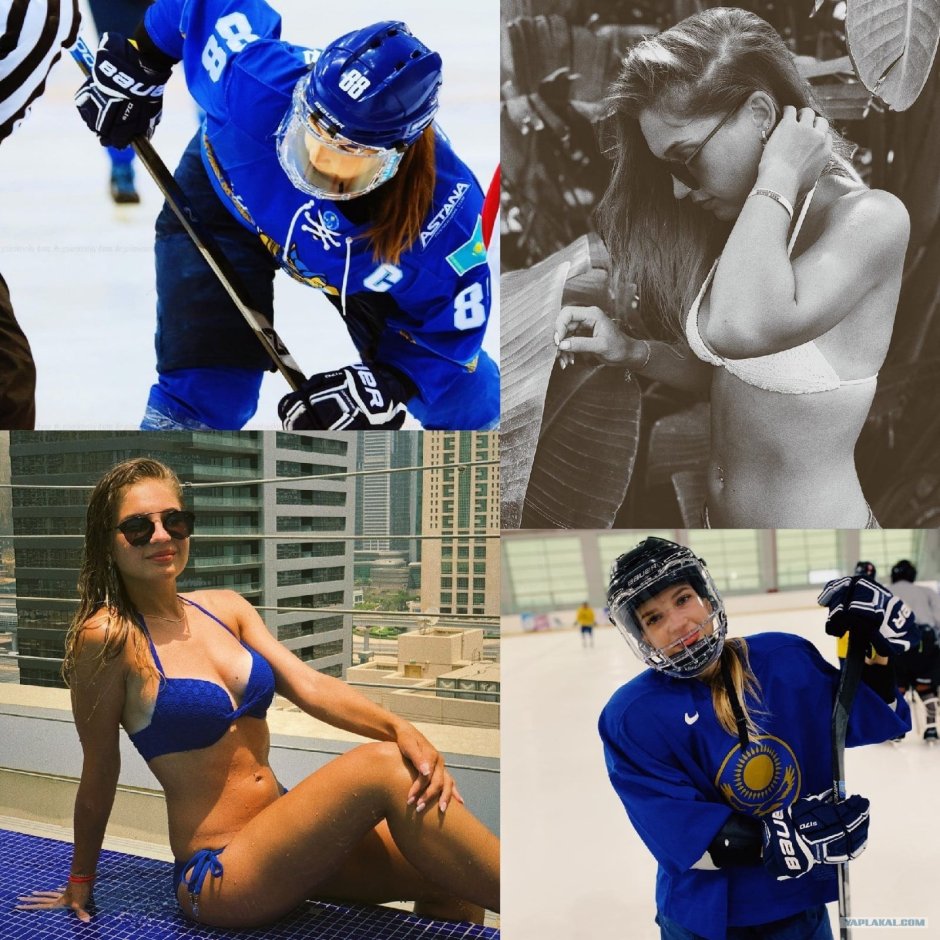 Hockey players in swimsuits