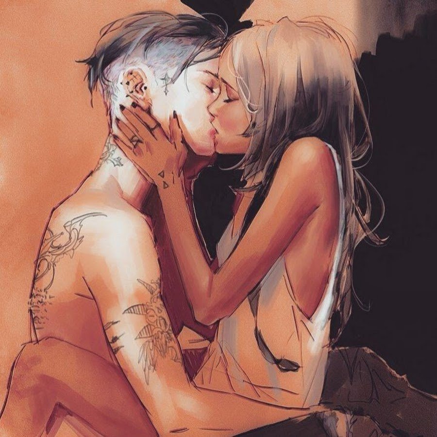 A guy with a press and a girl in bed