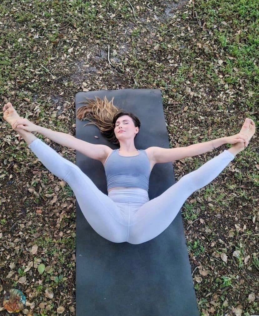 Engages in yoga in thongs