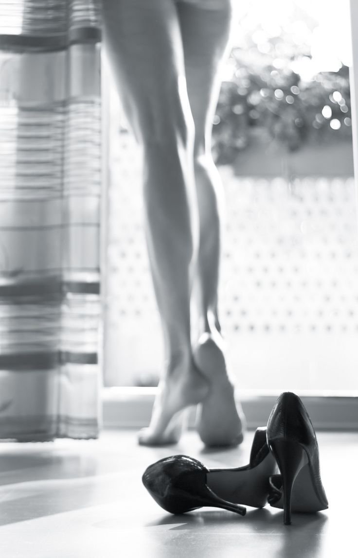 Women's legs are black white