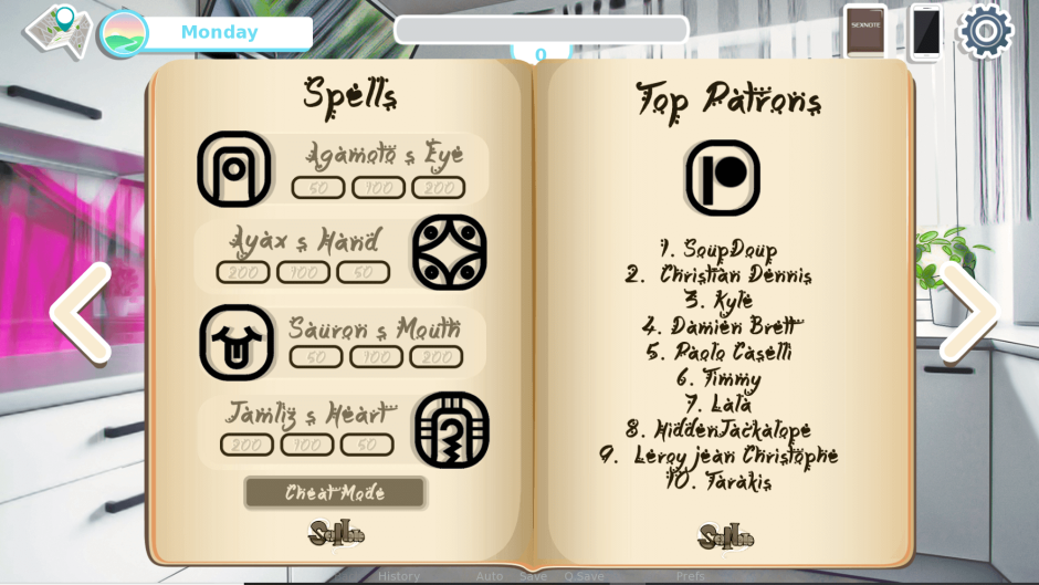 Sexnote Cheat Codes v 0.19
