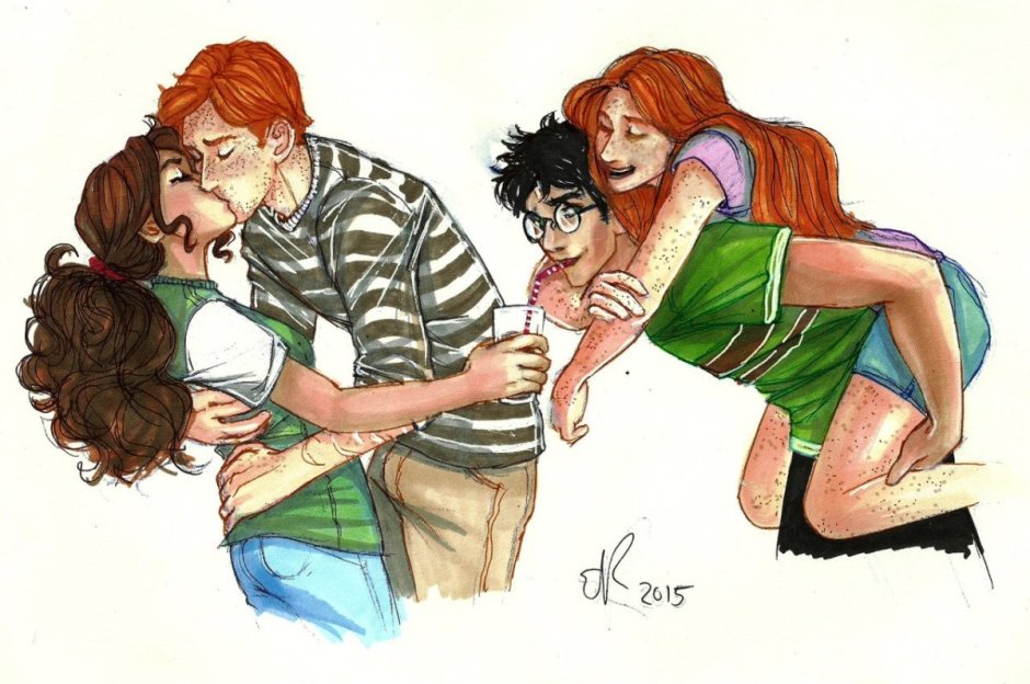 Harry Ron Hermione and Ginny Art