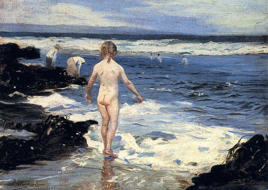 Naked woman in a men's bath