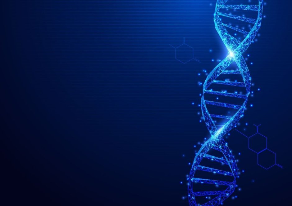 DNA spiral on a blue background