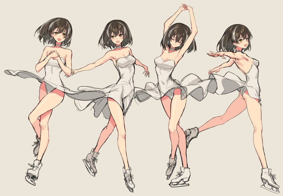 Three girls dancing anime