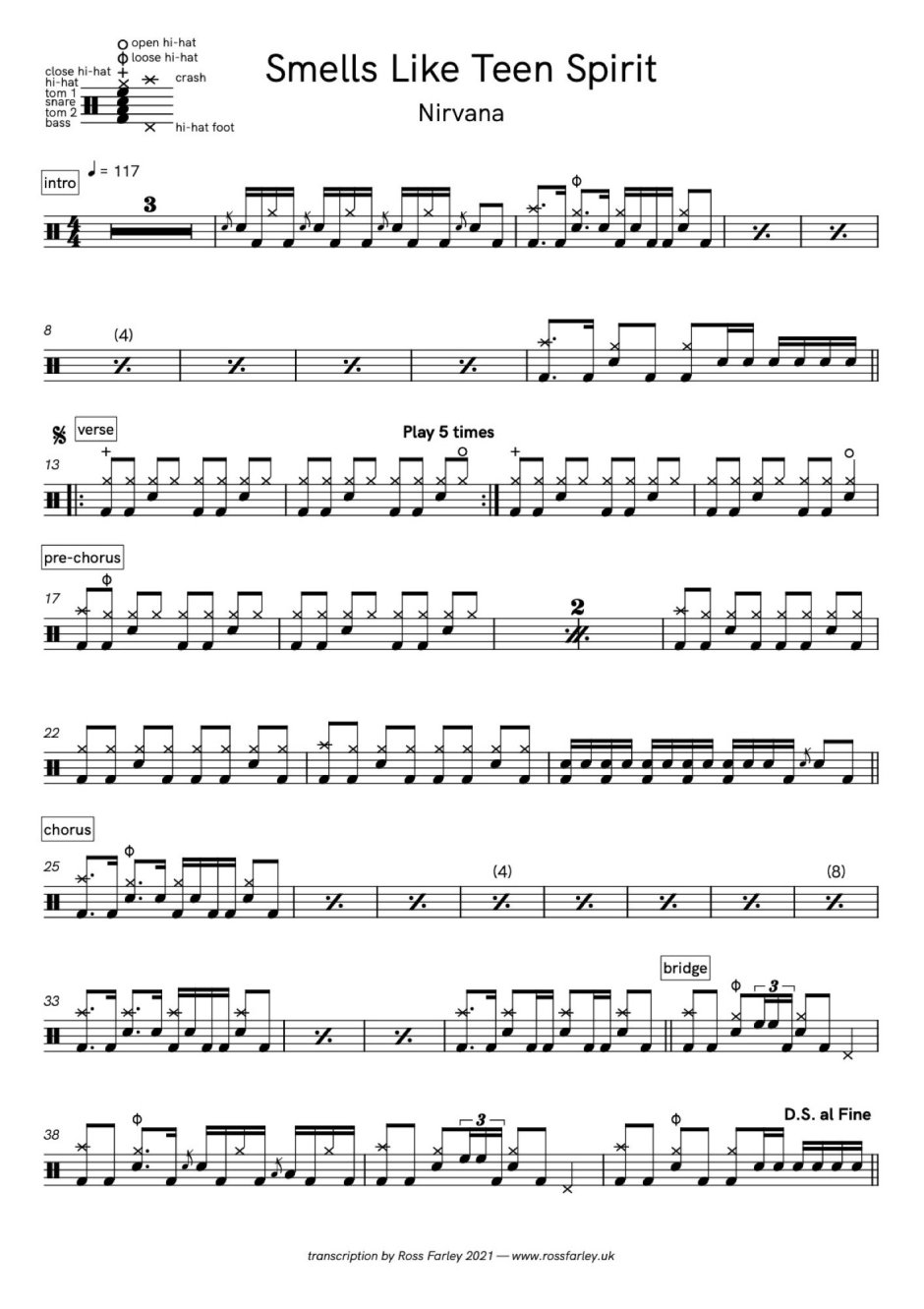 Nirvana Breed Drum Notes