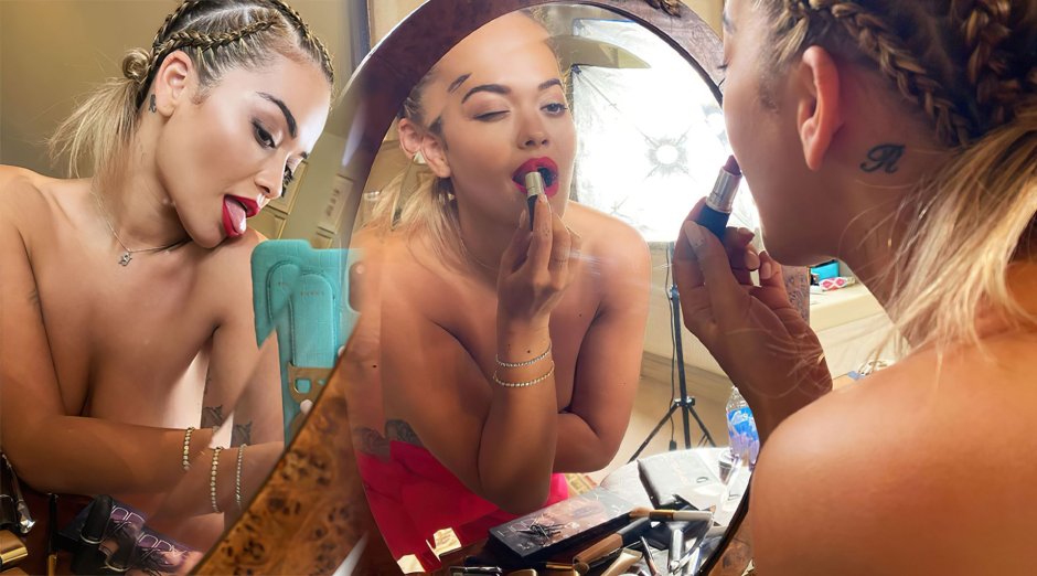 Rita Ora lights up topless