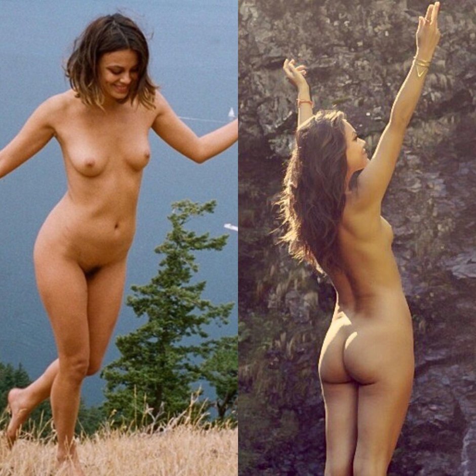 Exverting wife poses in nature