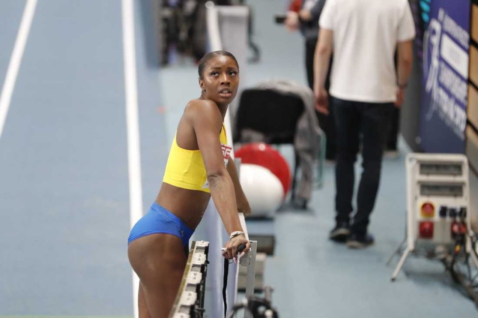 Khaddi sagnia in a swimsuit without top
