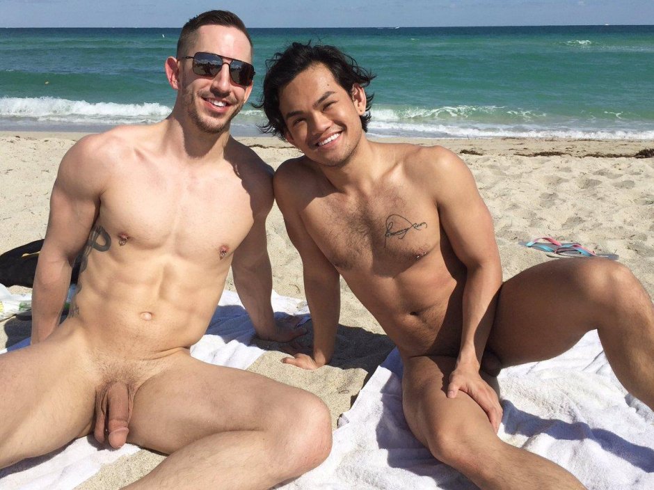 Naked young guys on the beach