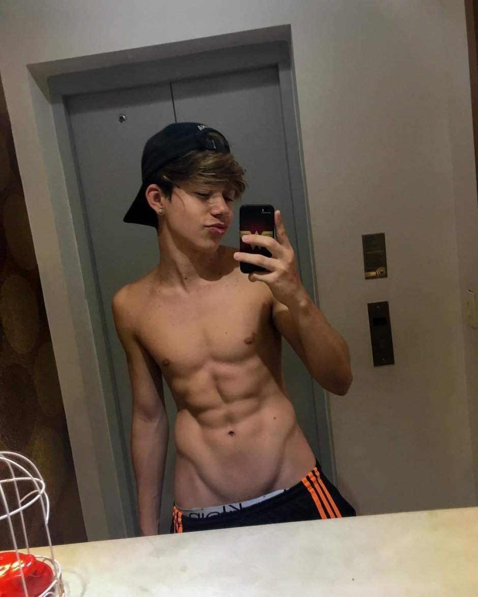 ABS boy selfie