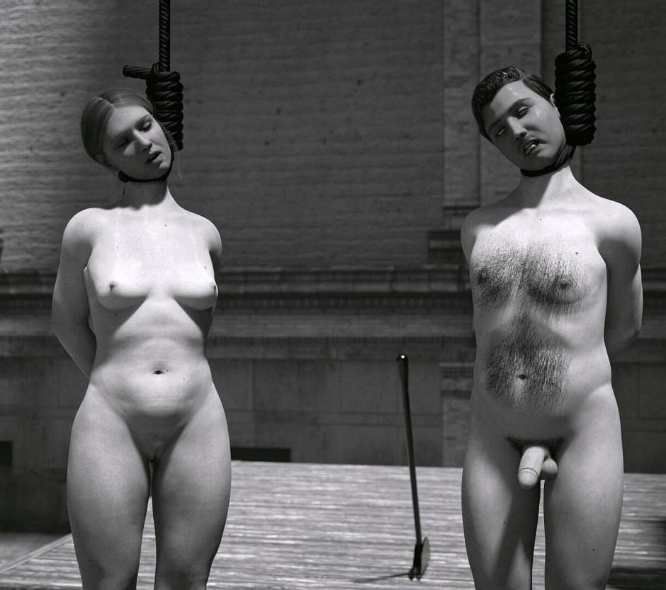 Naked woman hanged myself