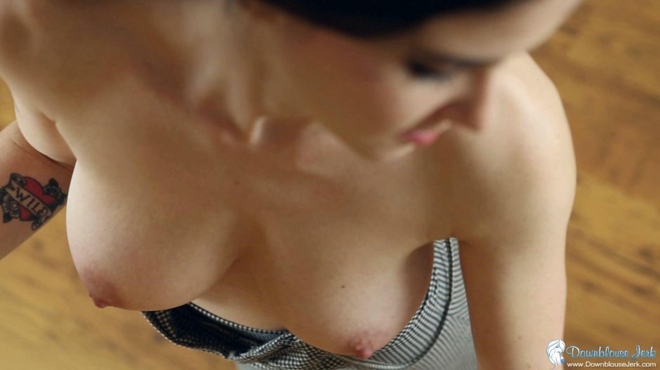 Kim Downblouse Tits with Piercings