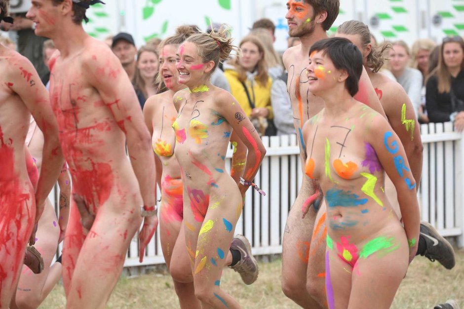 Naked girls on Roskilde Run Festival