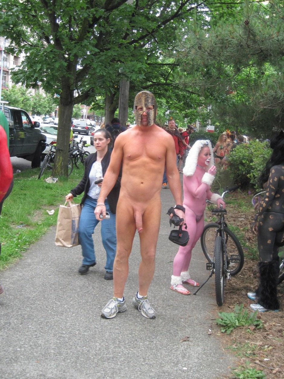 Men with erection in public