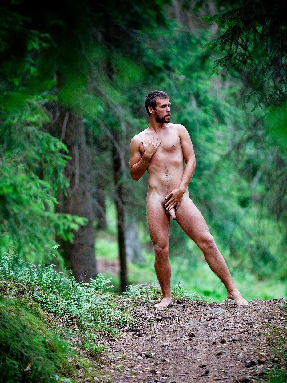 Men naked on nature
