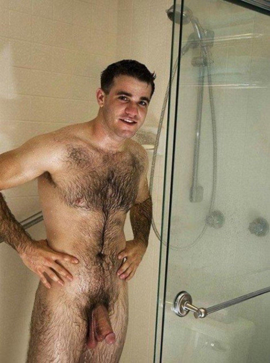 Naked young guy with a hairy member