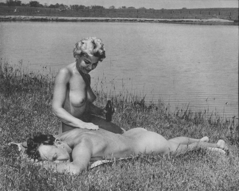 Retro on the River Naked Bathers