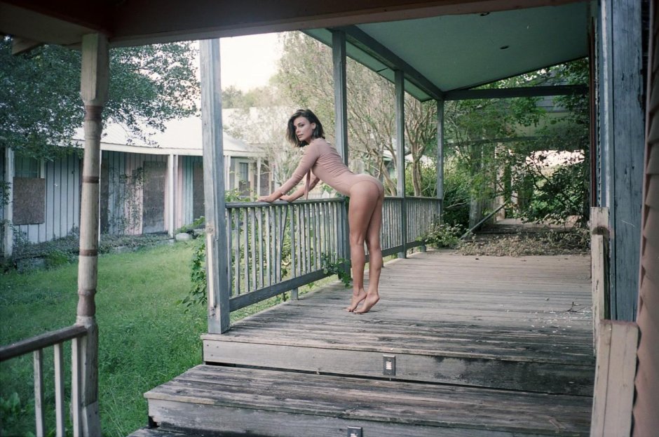 Girl naked on the porch
