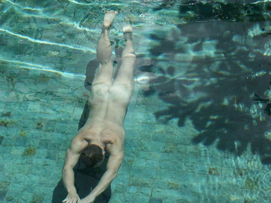 Beautiful naked guys in the pool
