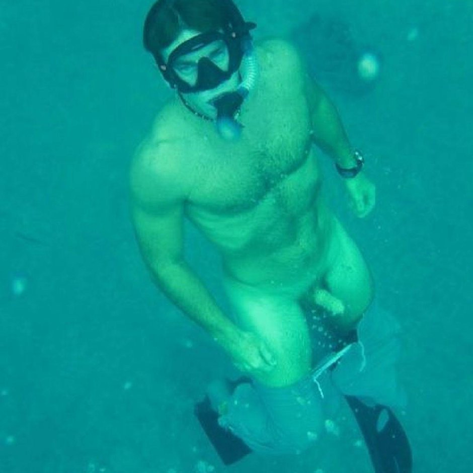 Naked man underwater