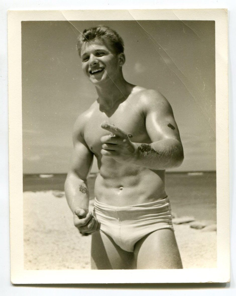 Boy member of retro beach