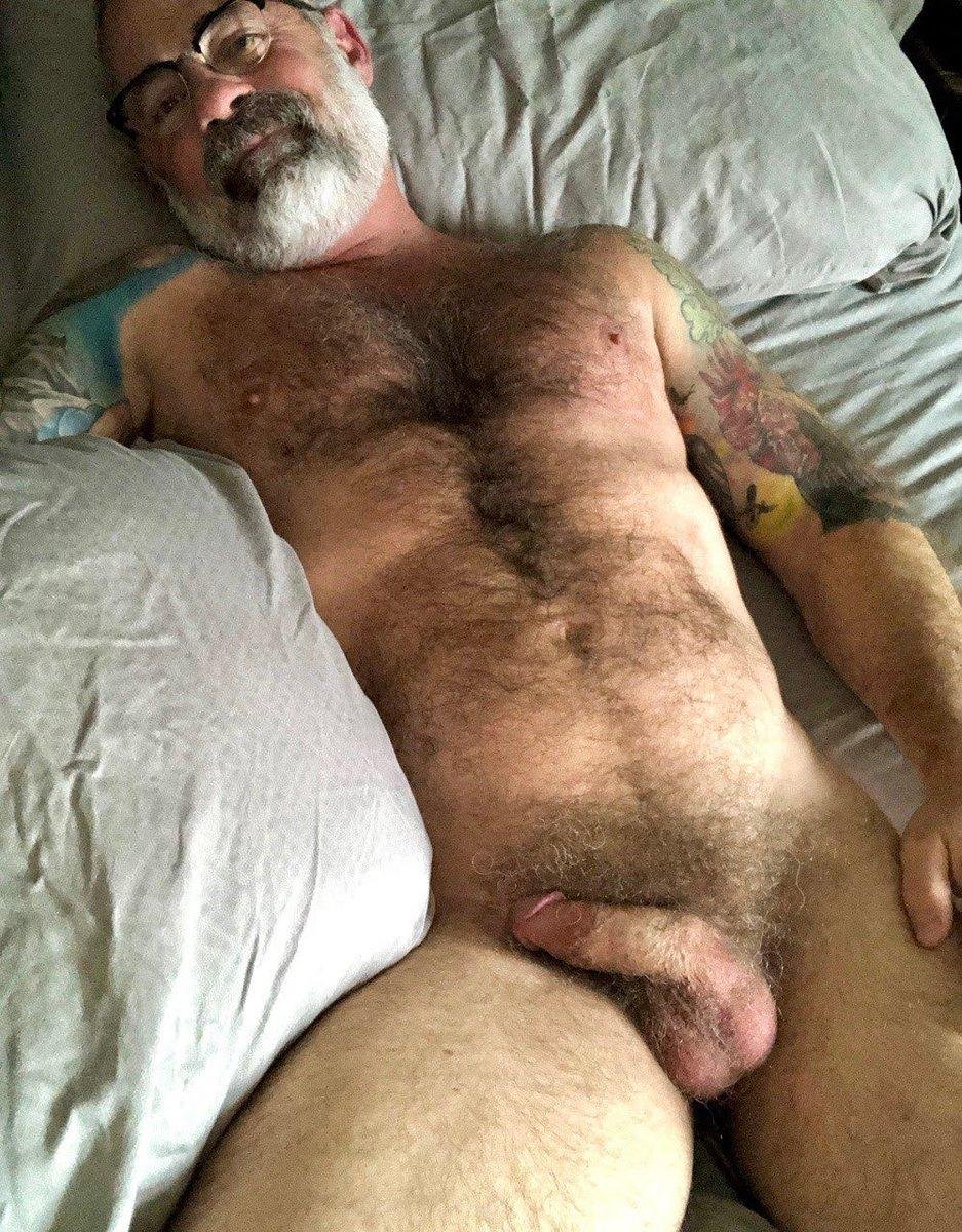 Naked hairy elderly man