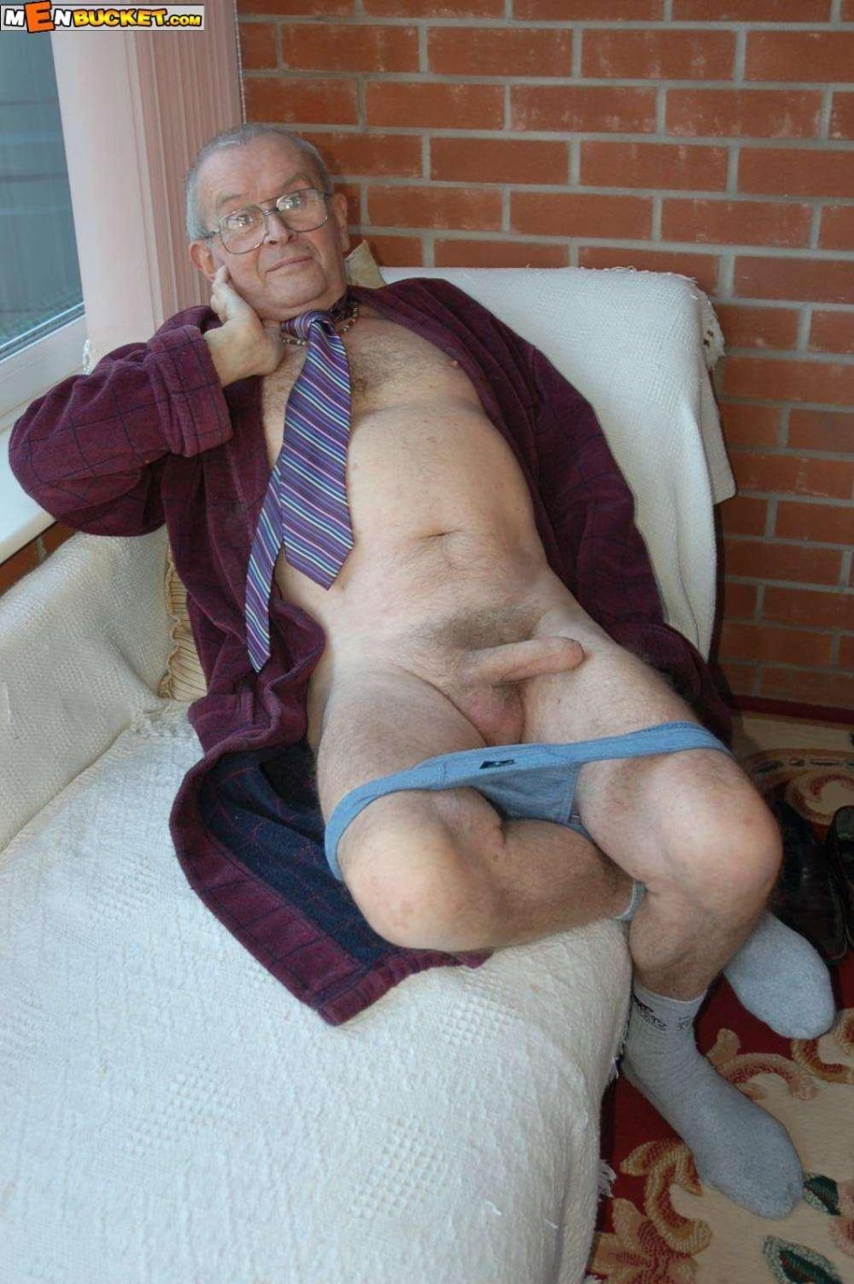 Naked grandpa spanking