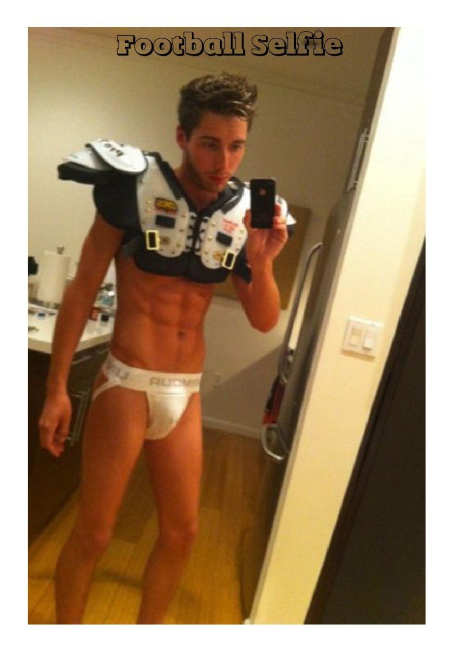 Selfie boys in swimming trunks