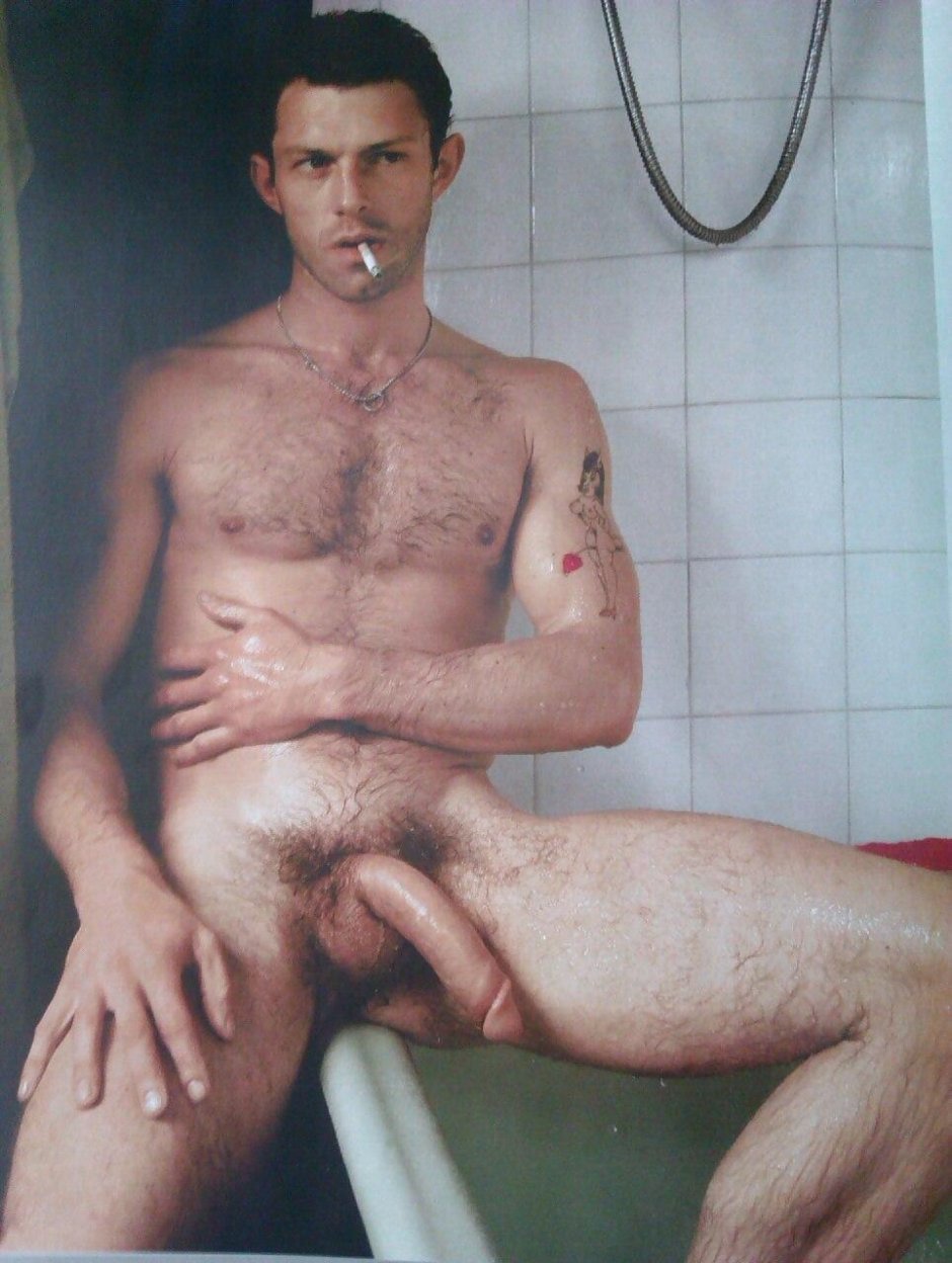 Naked hairy guys in a bath